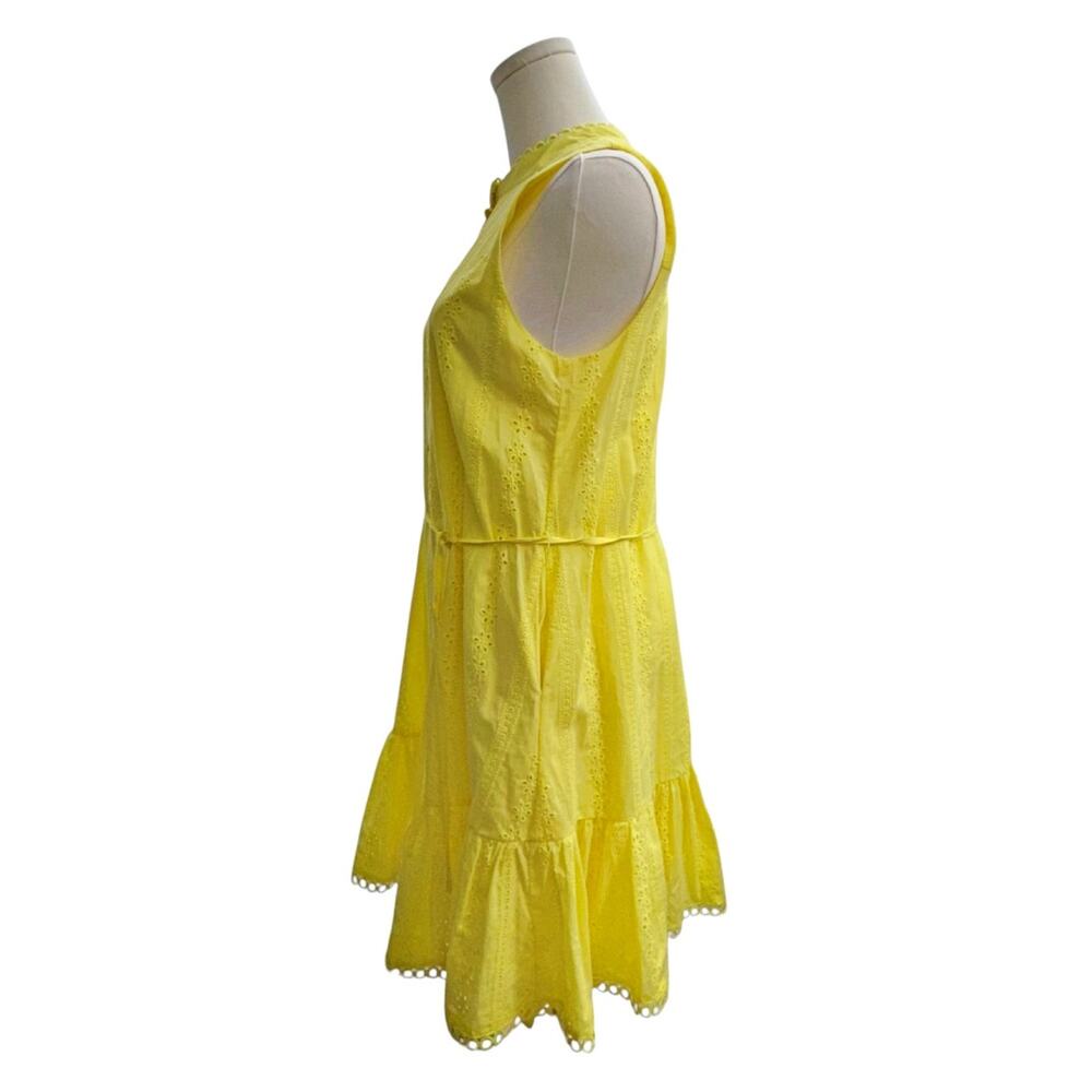 Draper James Lemon Yellow Eyelet Lined Sleeveless Summer Dress Button Front MED - Picture 4 of 8